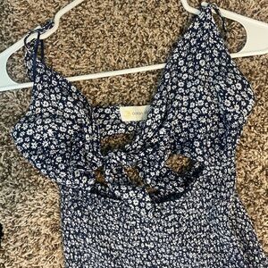 Blue tie floral sundress